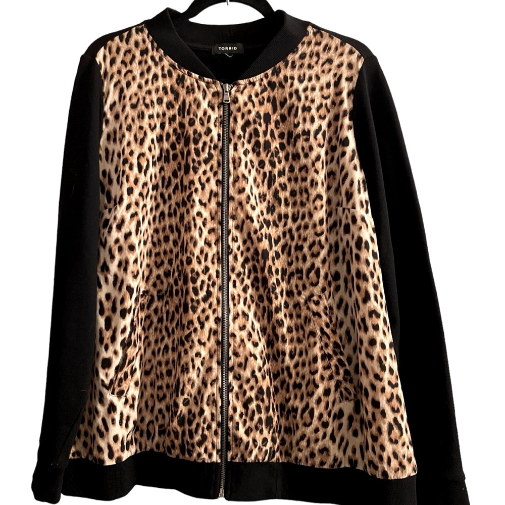 Torrid Leopard Bomber Jacket With Pockets